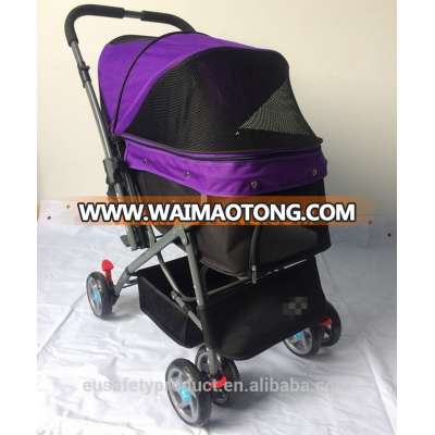 hot sales collapsible dog stroller, 4 wheel pet stroller trolley with reversible handle